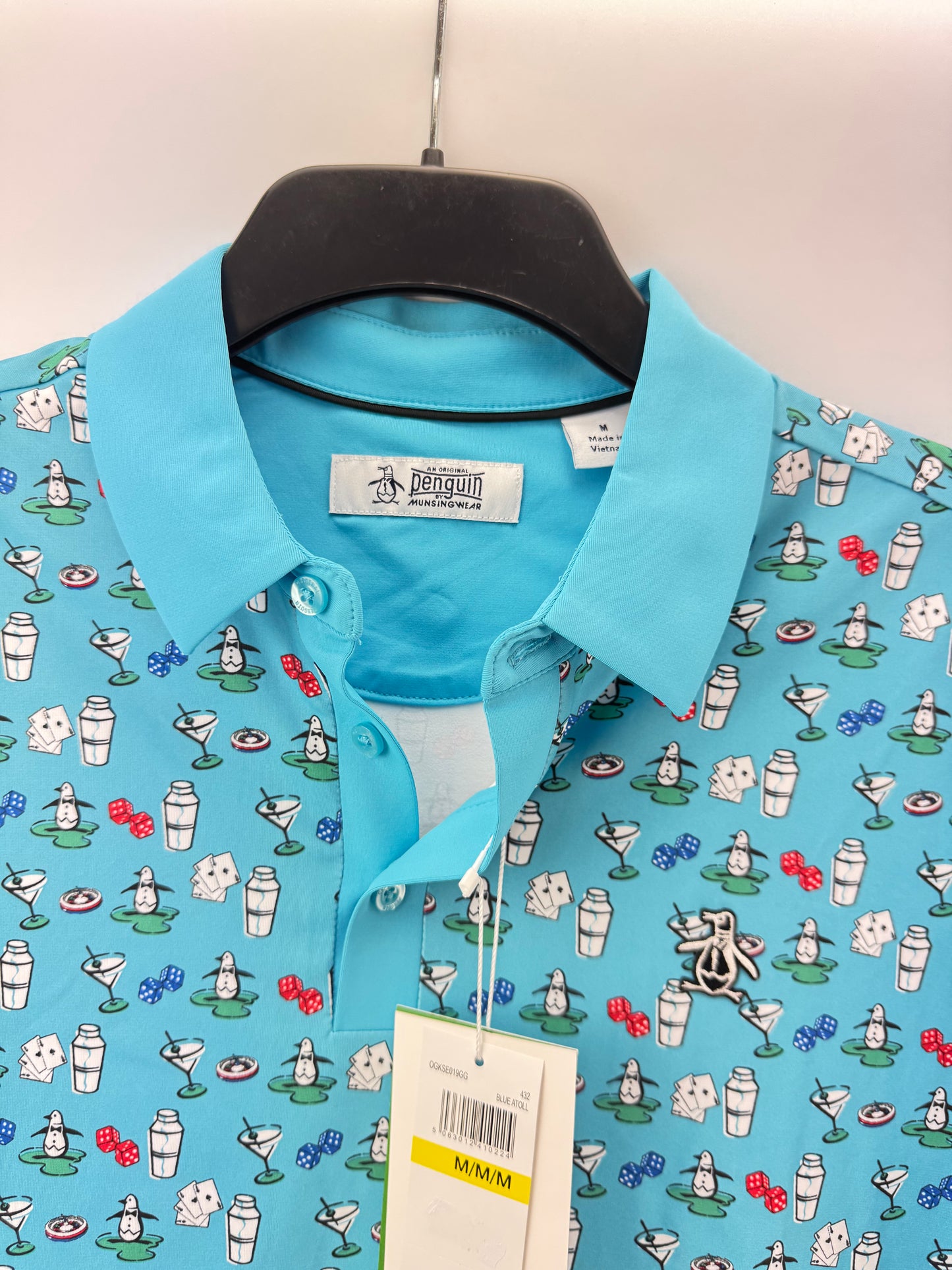 Original Penguin Golf Polo All over Retro Mens UK Medium /New /24640
