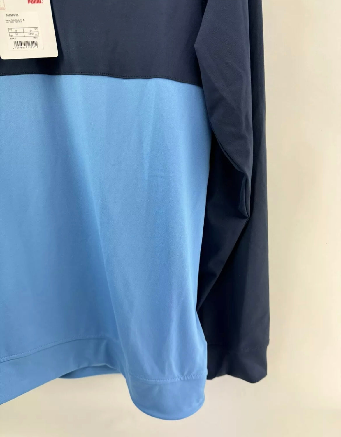 Puma Golf Pullover Gamer Colour block 1/4 Zip Navy/Blue UK M /New /20689