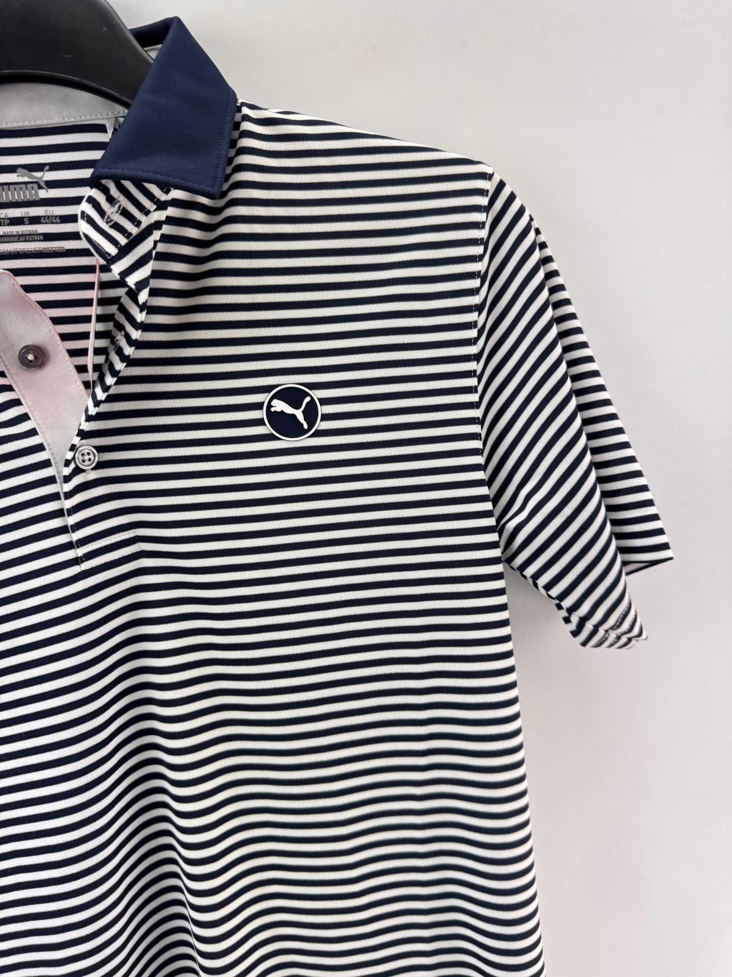 Puma Golf Pure Stripe Polo Shirt Mens UK Small /Black/White /New /23734