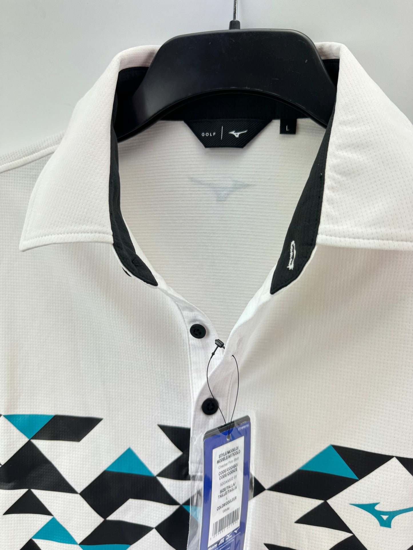 Mizuno Golf Mens Polo Shirt Checker /White /UK Large /New /24231