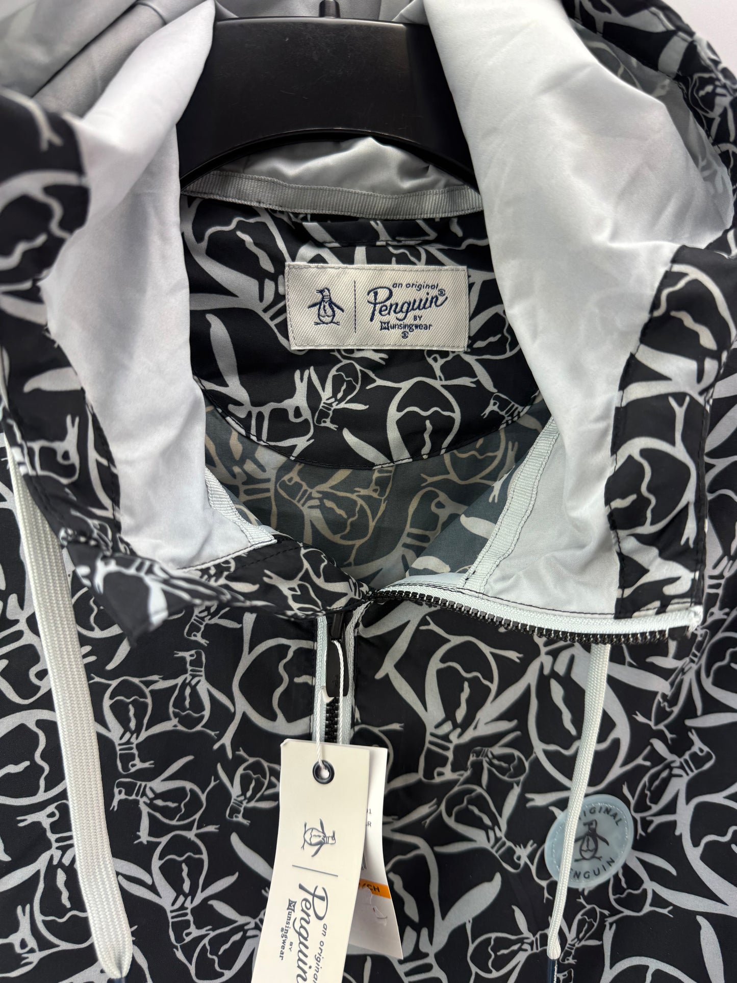 Penguin Golf Trademark Printed Wind Jacket 1/4 Zip Pullover UK M /New /23726