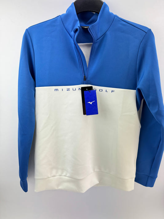 Mizuno Golf 1/4 Zip Mens Trace Pullover UK Small /Blue/White /New /23284