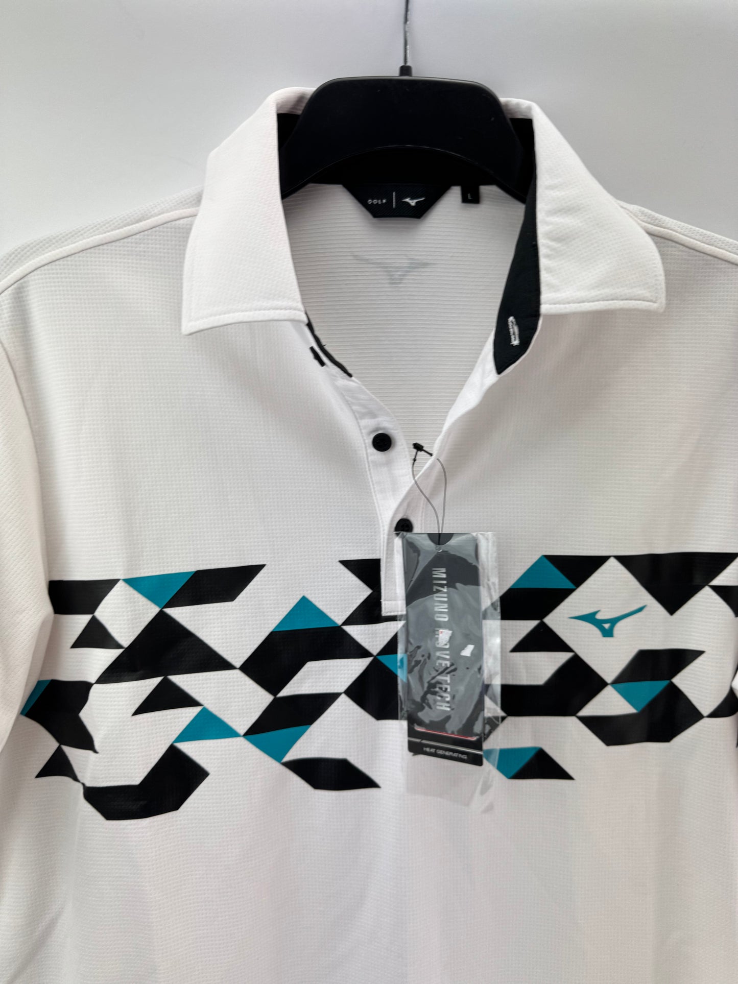 Mizuno Golf Mens Polo Shirt Checker /White /UK Large /New /24231