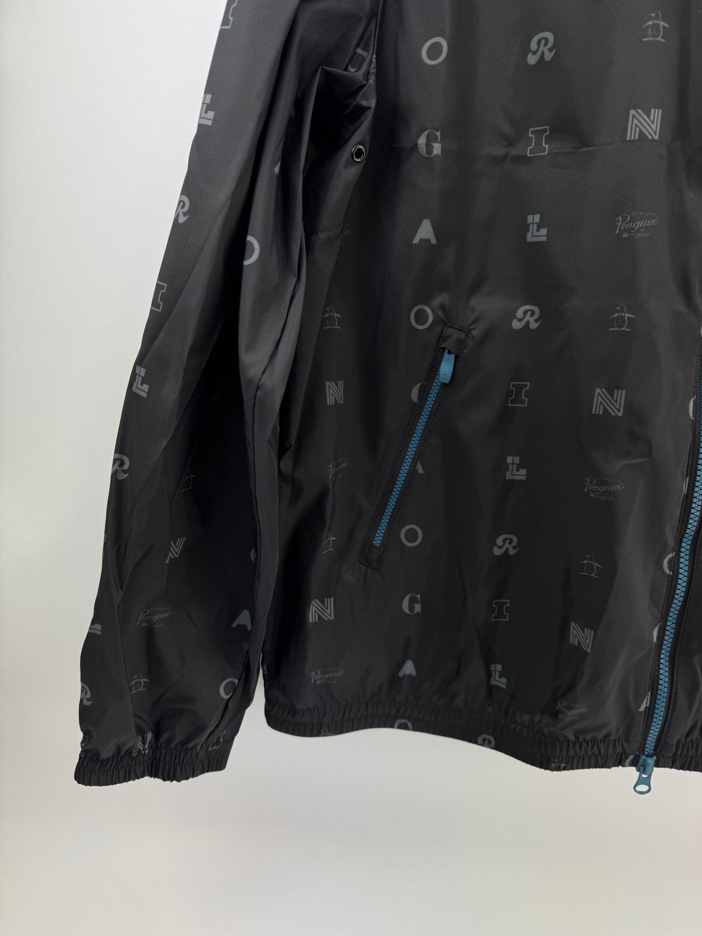 Penguin Original Golf Wind Jacket Logo Print Hood Lightweight UK XL /New /24155