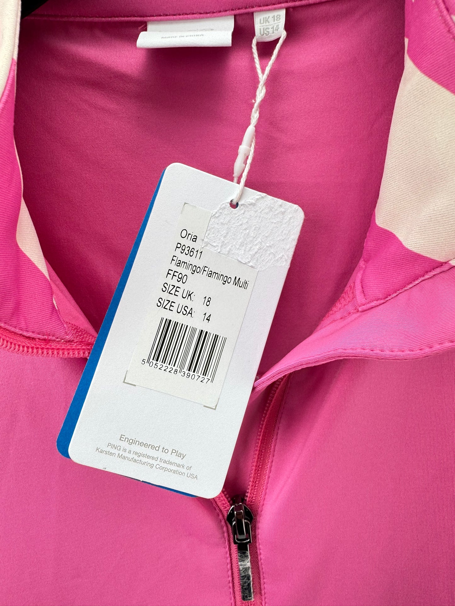 Ping Golf Womens Jacket Oria Full Zip UK 18 /Long Sleeve /Pink /New /22376