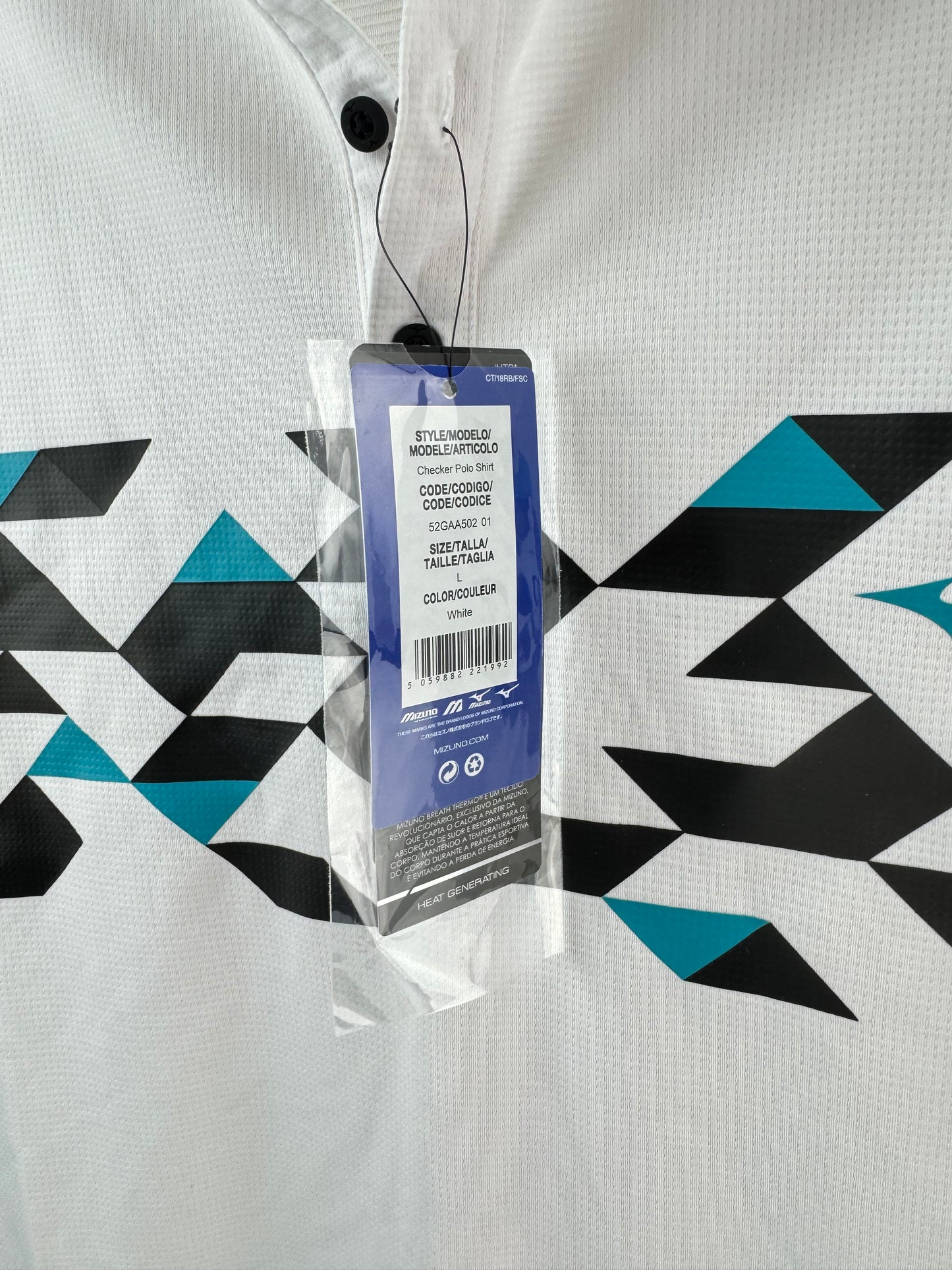 Mizuno Golf Mens Polo Shirt Checker /White /UK Large /New /24231
