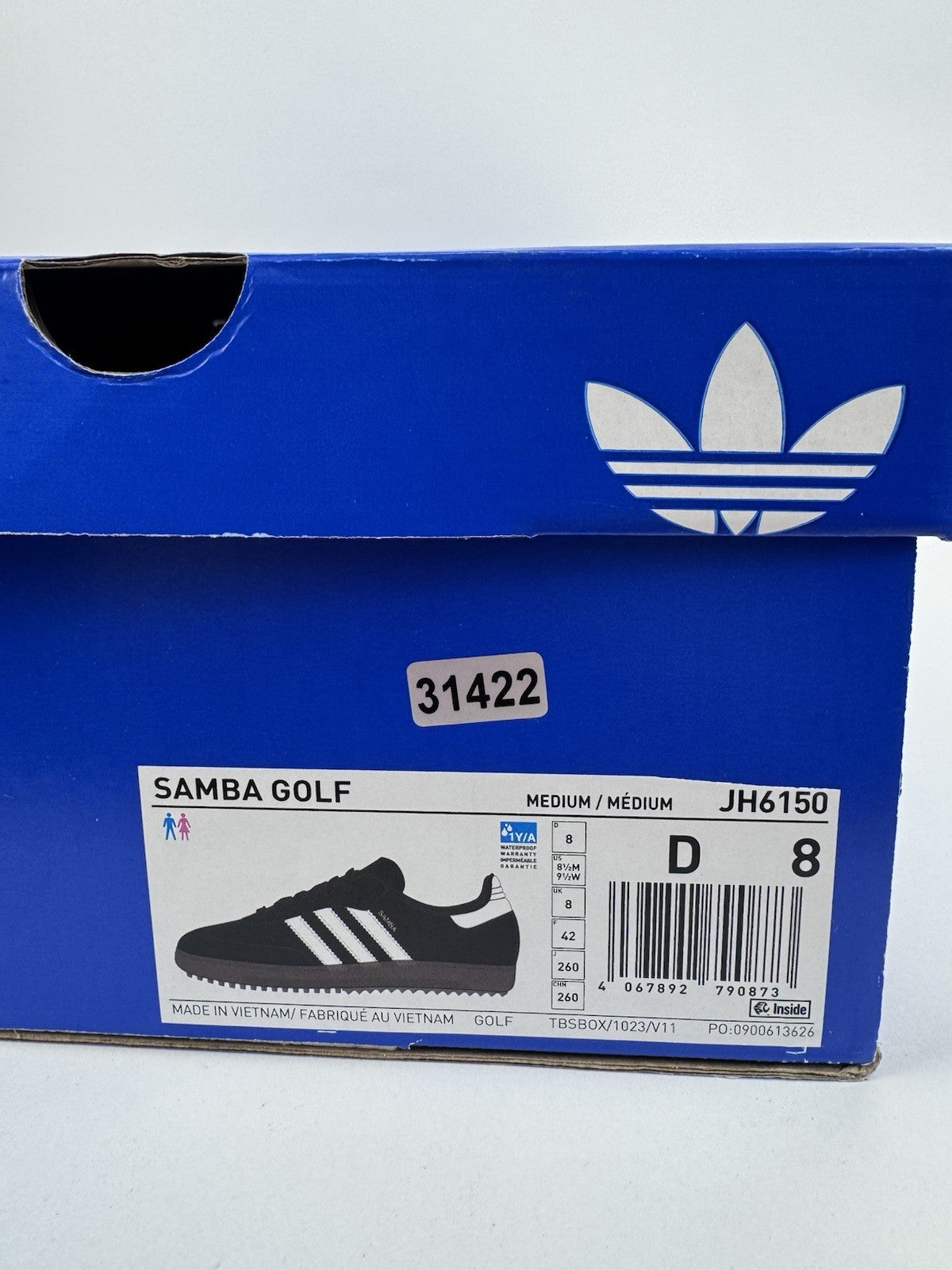 Adidas Samba Spikeless Golf Shoes Unisex UK Size 8 Black White Waterproof/314226