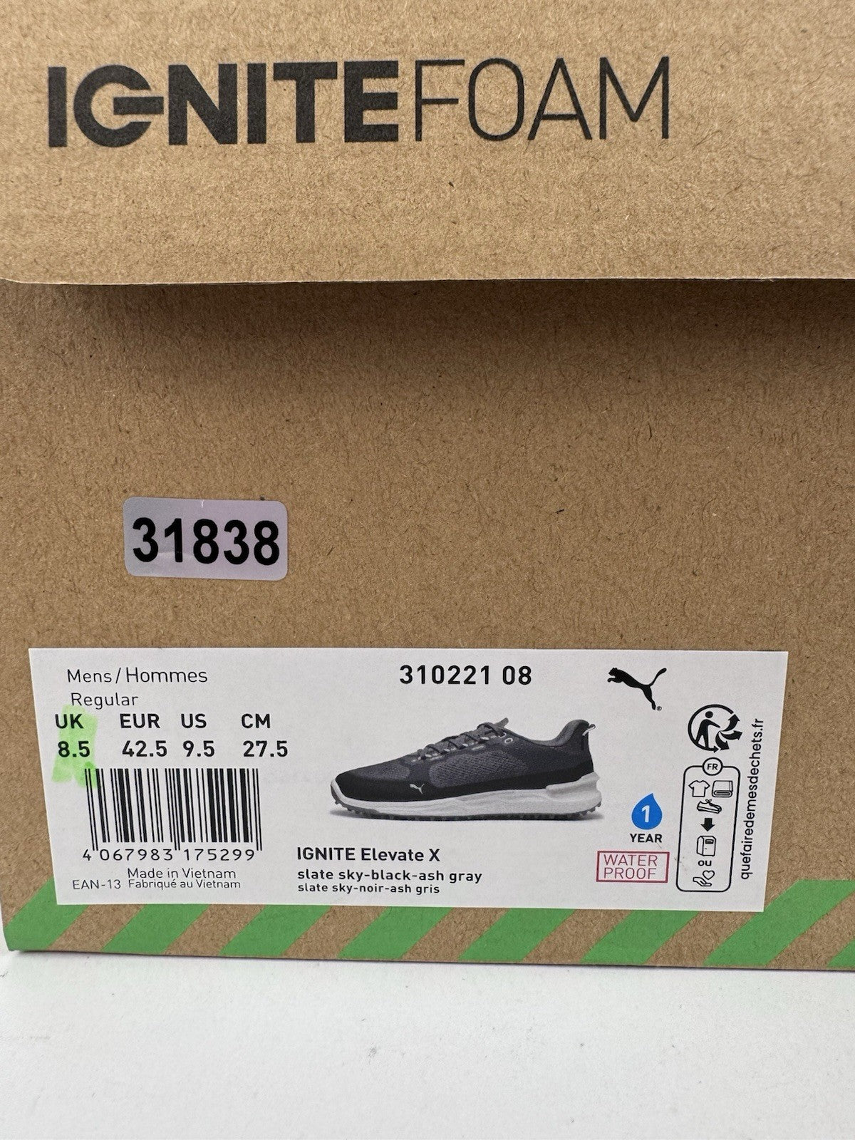 Puma Ignite Elevate X Men's Golf Shoes Size UK 8.5 Slate Black Ash Grey/318388