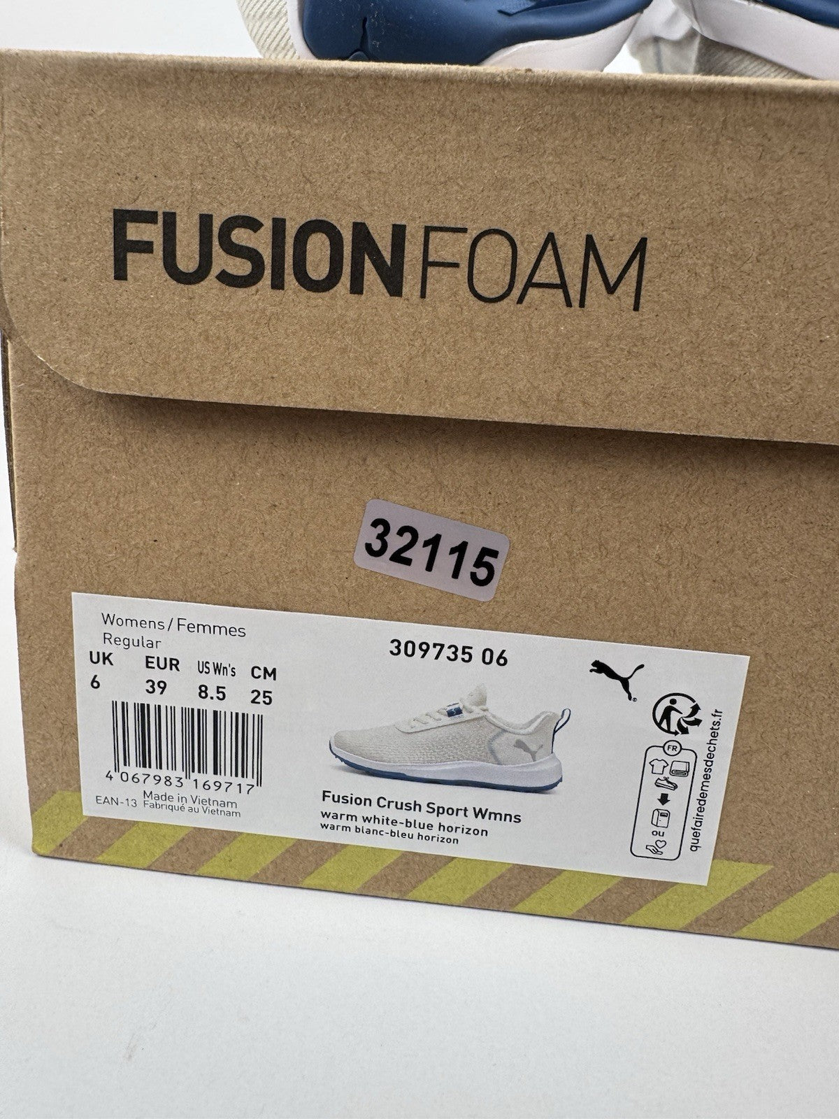 Puma Fusion Crush Sport Women's Trainers Size 6 UK White Blue Breathable/3211510