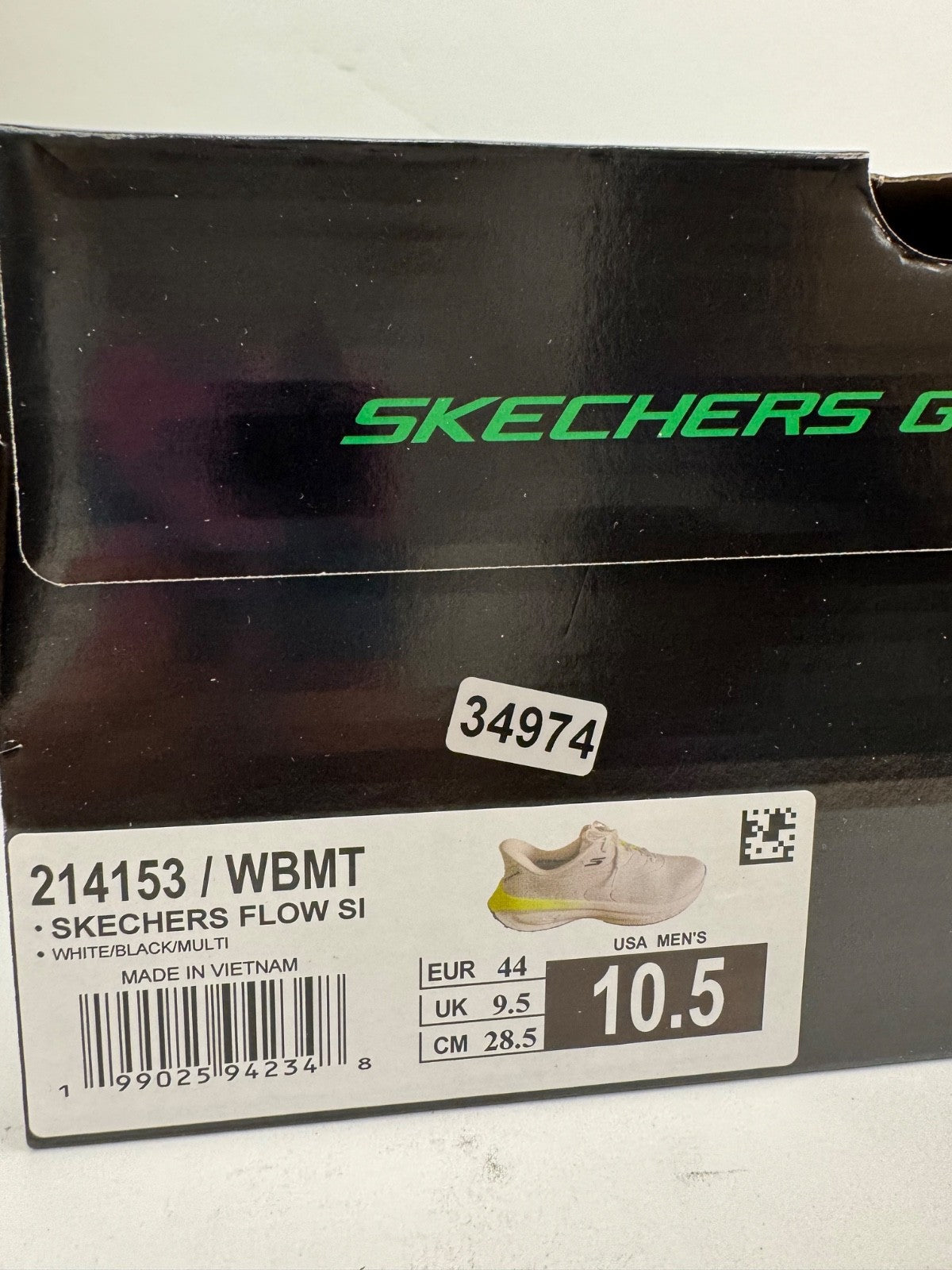 Skechers Flow Slip Ins Mens Golf Shoes UK 9.5 Waterproof White/Yellow/3497411