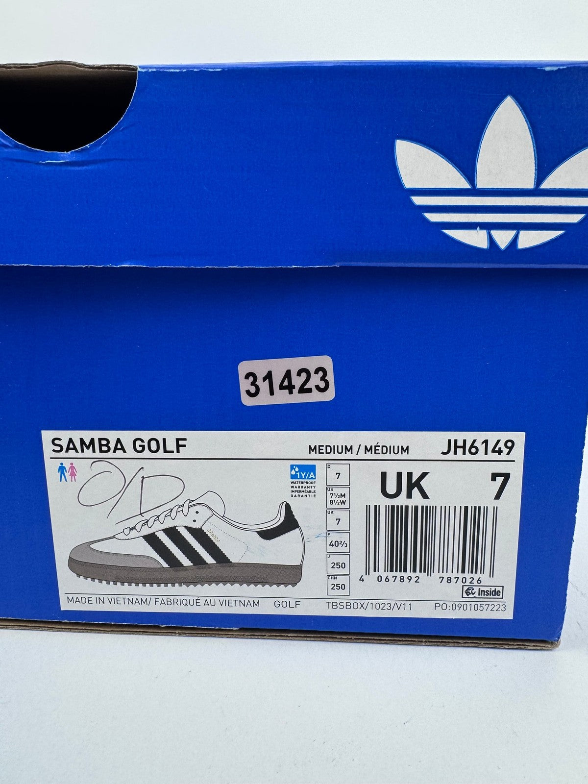 Adidas Samba Spikeless Golf Shoes Unisex Size UK 7 JH6149 White Black /314237