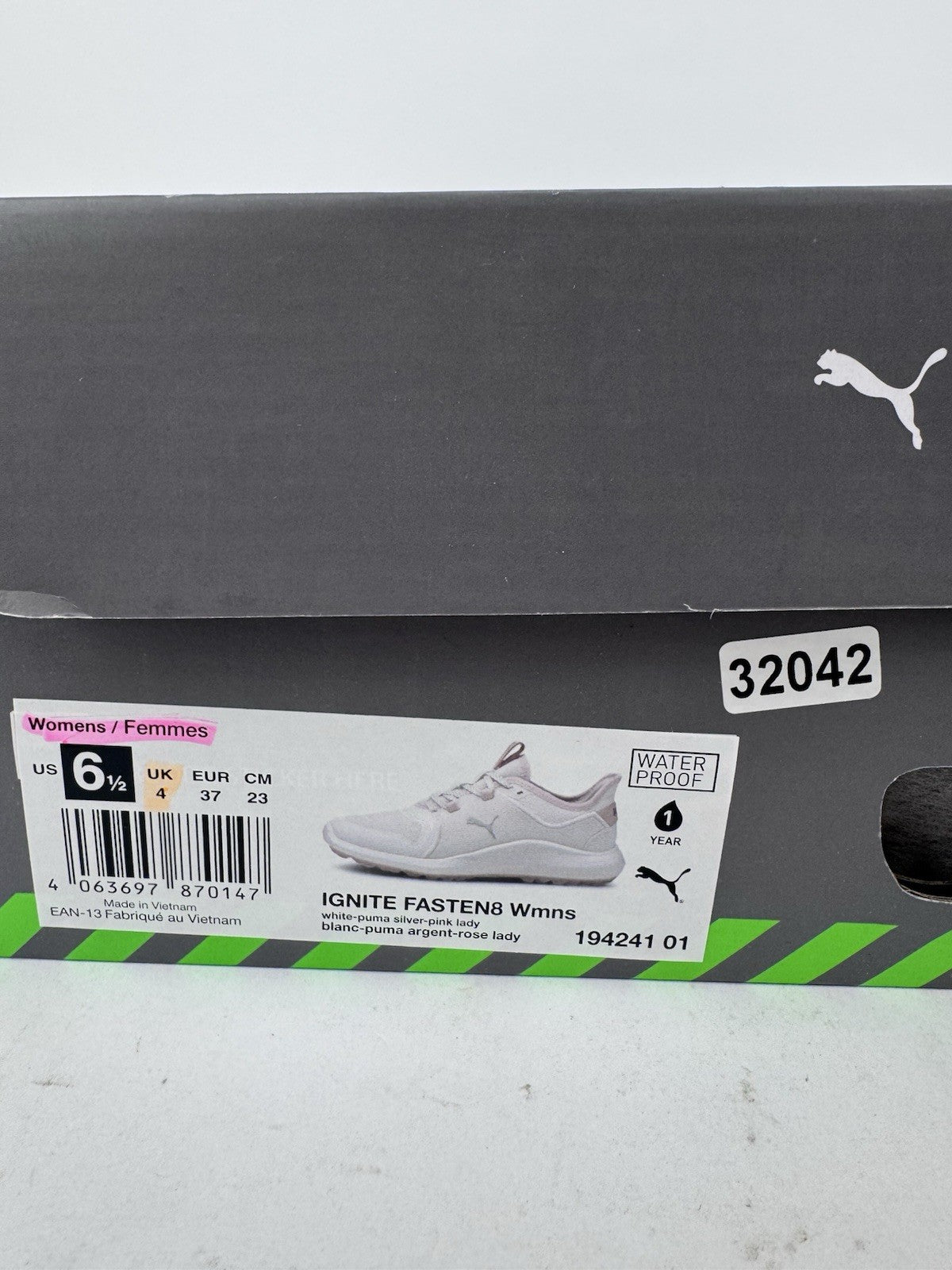 Puma Women's Ignite Fasten8 Trainers Size UK 4 White Pink Golf Shoes/320429