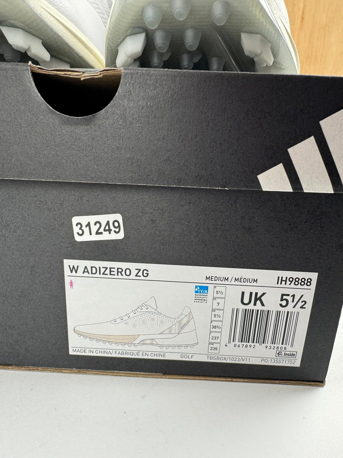 Adidas W Adizero ZG Golf Shoes Women's Size 5.5 UK Lightweight White/312497
