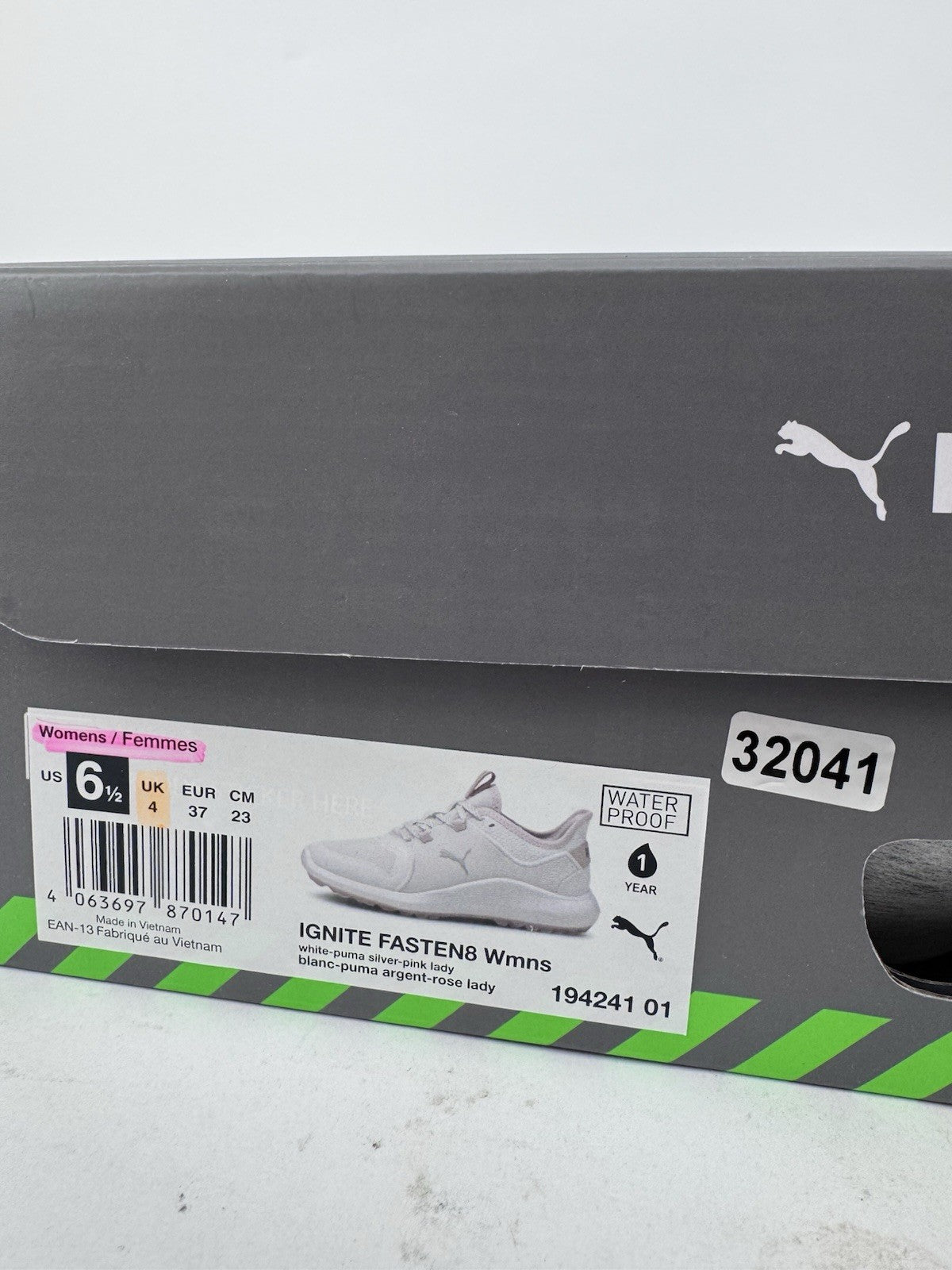 Puma Women's Ignite Fasten8 Trainers Size UK 4 White Pink Golf Shoes/320419