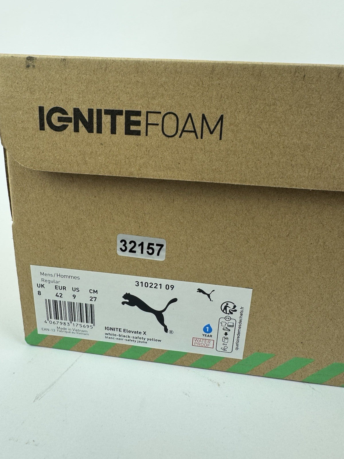 Puma IGNITE Elevate X Golf Shoes Mens Size UK 8 White Black Safety Yellow/321579