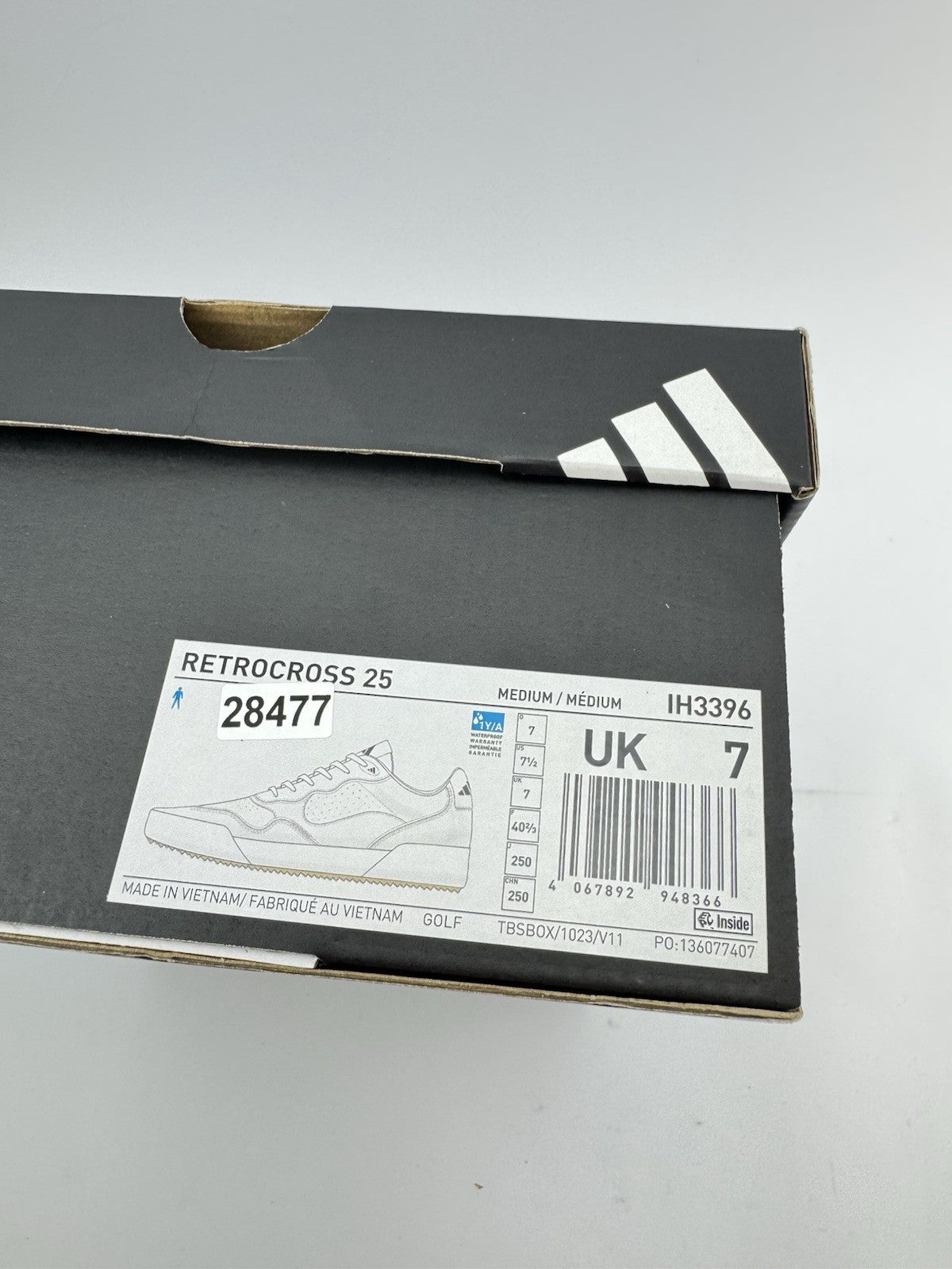 Adidas Golf Shoes Retrocross 25 Spikeless UK 7 /White /New /284777