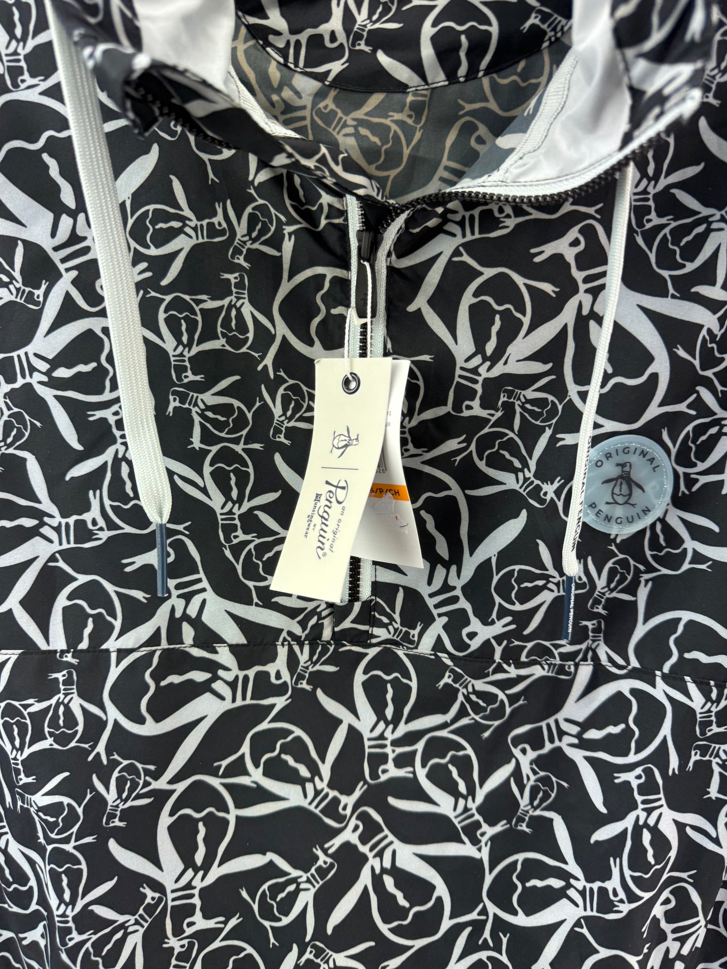Penguin Golf Trademark Printed Wind Jacket 1/4 Zip Pullover UK M /New /23726