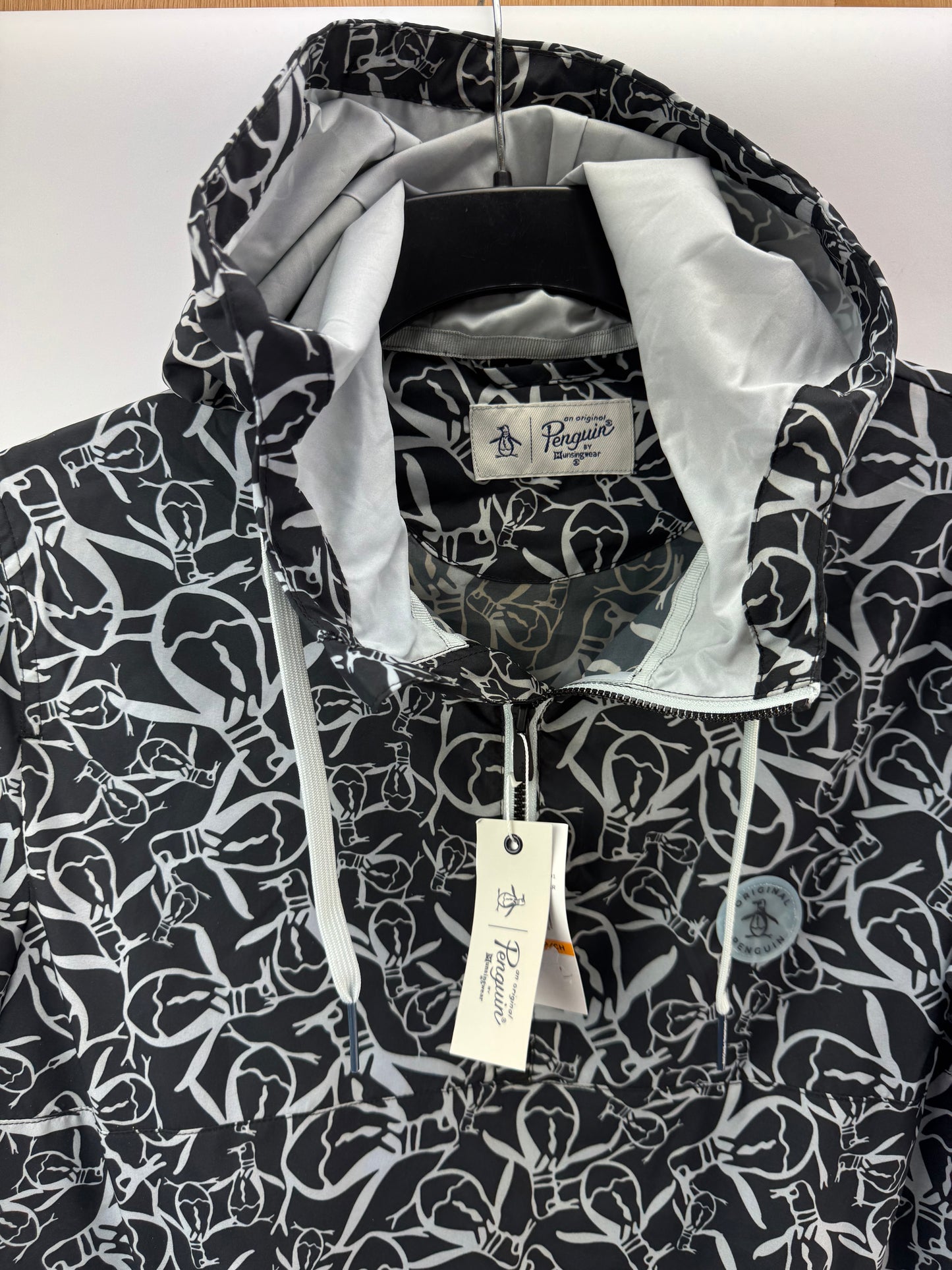 Penguin Golf Trademark Printed Wind Jacket 1/4 Zip Pullover UK M /New /23726
