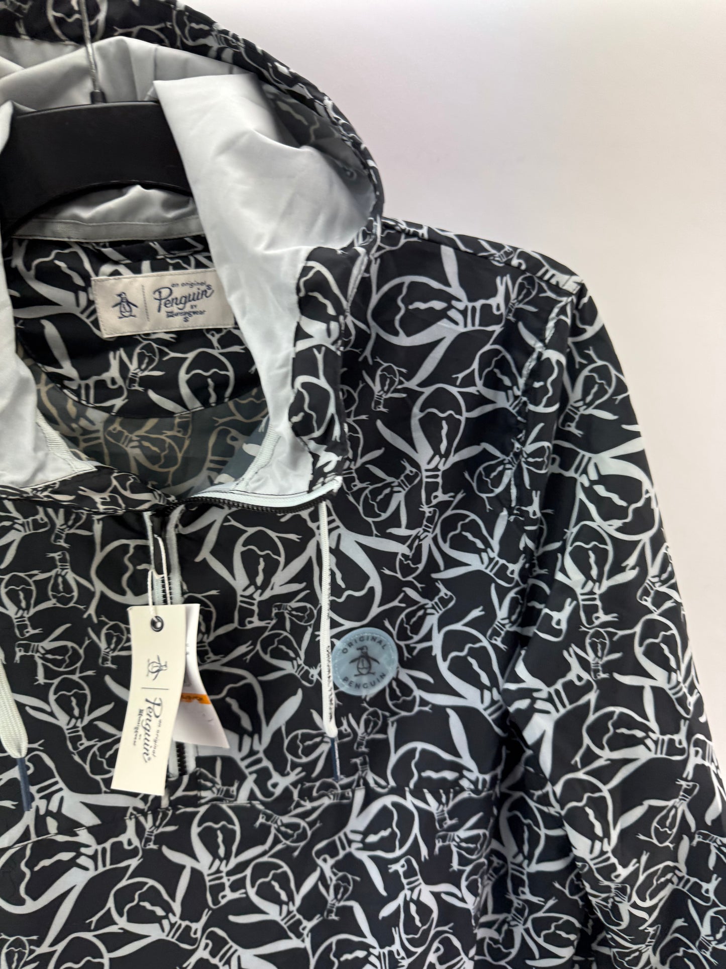 Penguin Golf Trademark Printed Wind Jacket 1/4 Zip Pullover UK M /New /23726