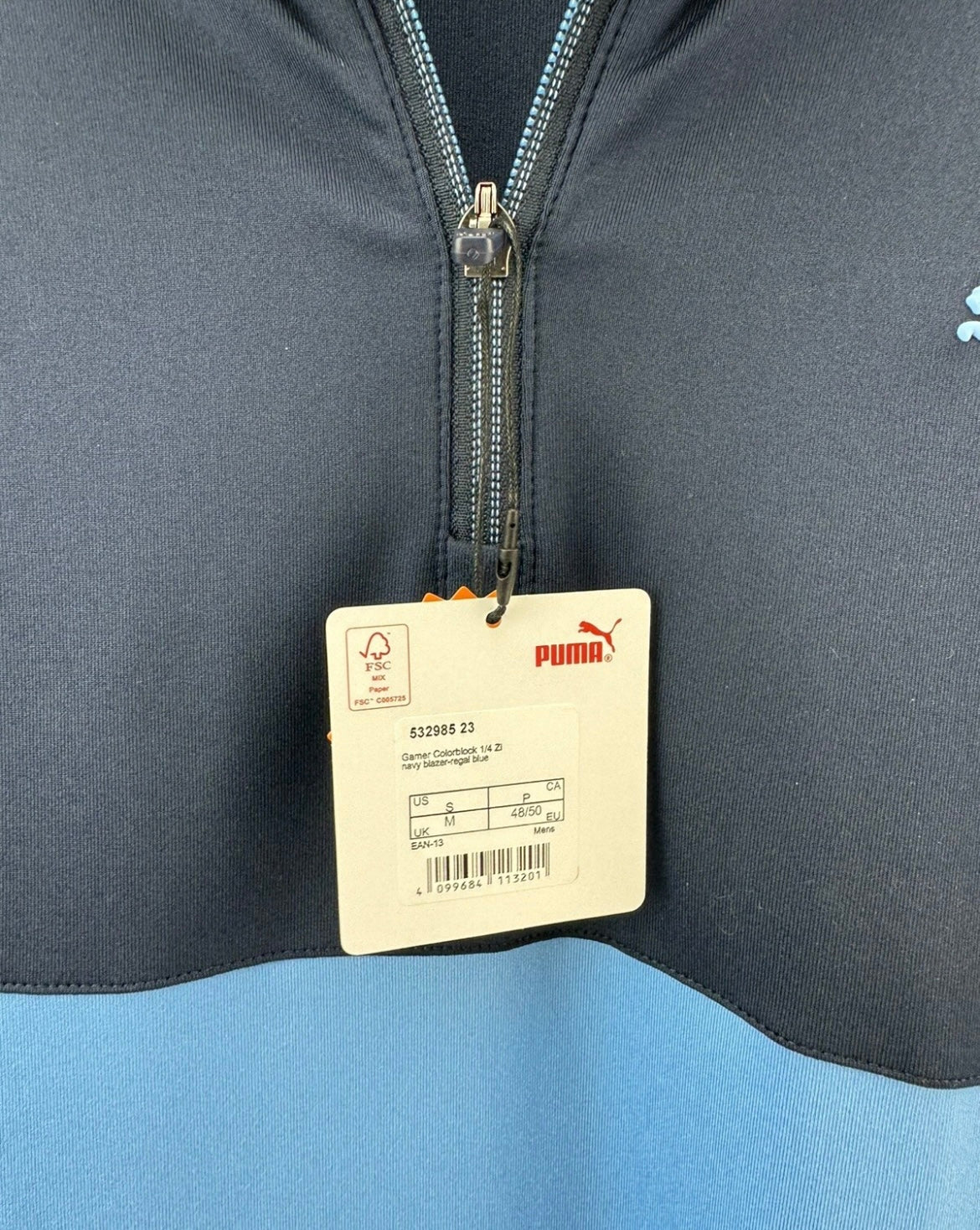 Puma Golf Pullover Gamer Colour block 1/4 Zip Navy/Blue UK M /New /20689