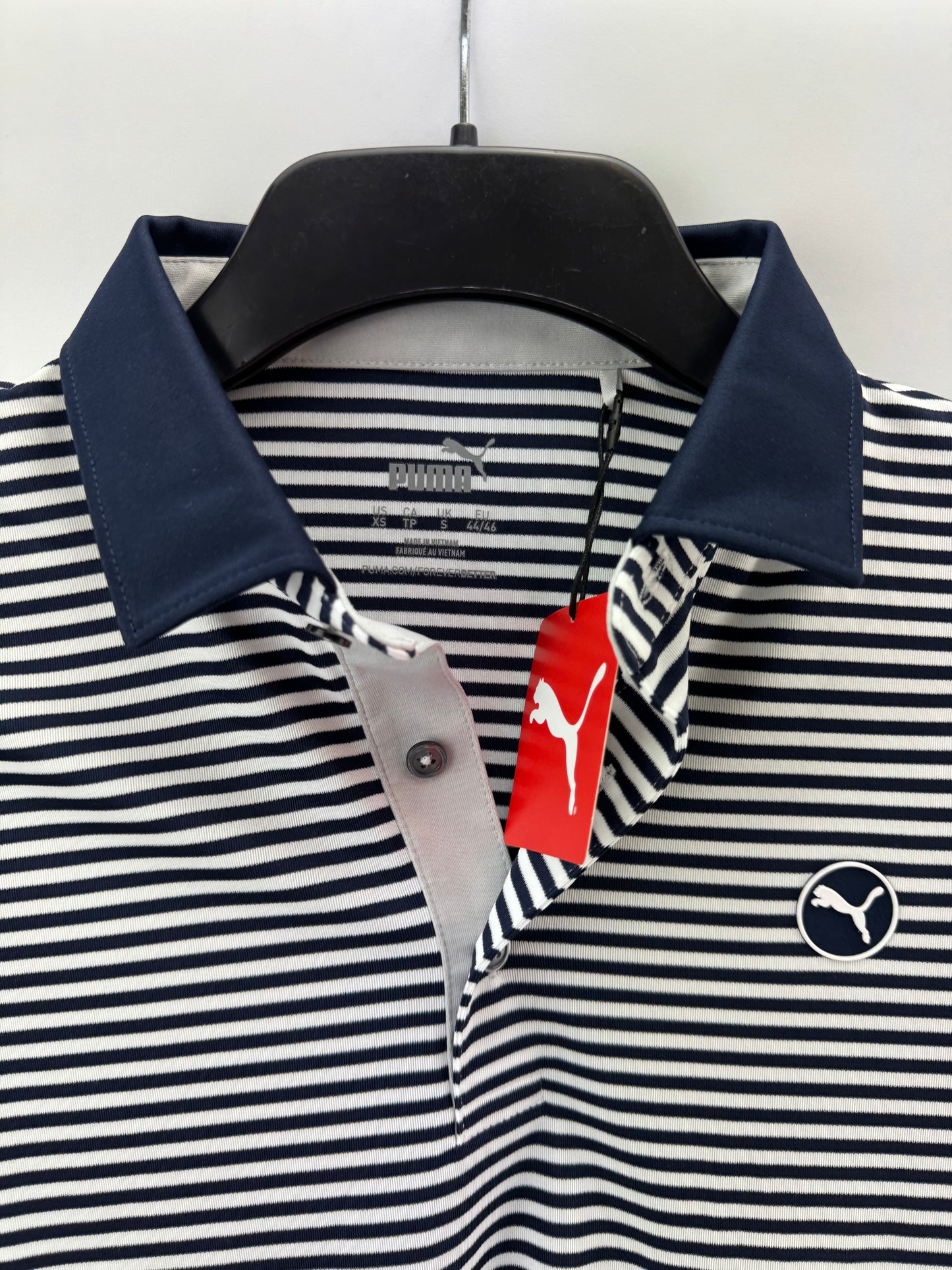 Puma Golf Pure Stripe Polo Shirt Mens UK Small /Black/White /New /23734