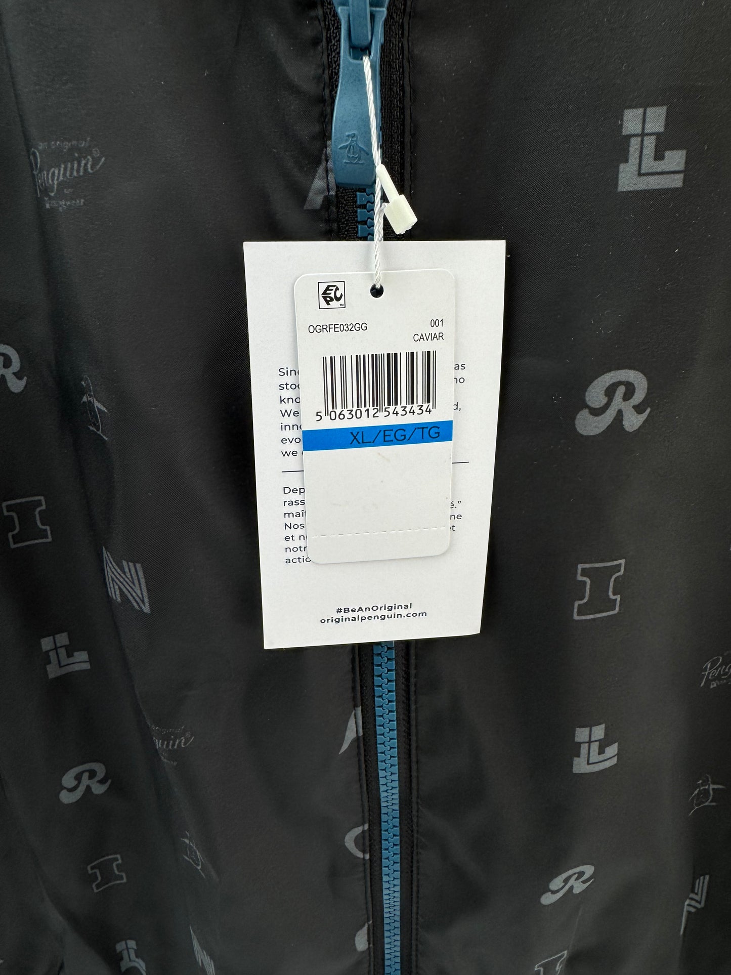 Penguin Original Golf Wind Jacket Logo Print Hood Lightweight UK XL /New /24155