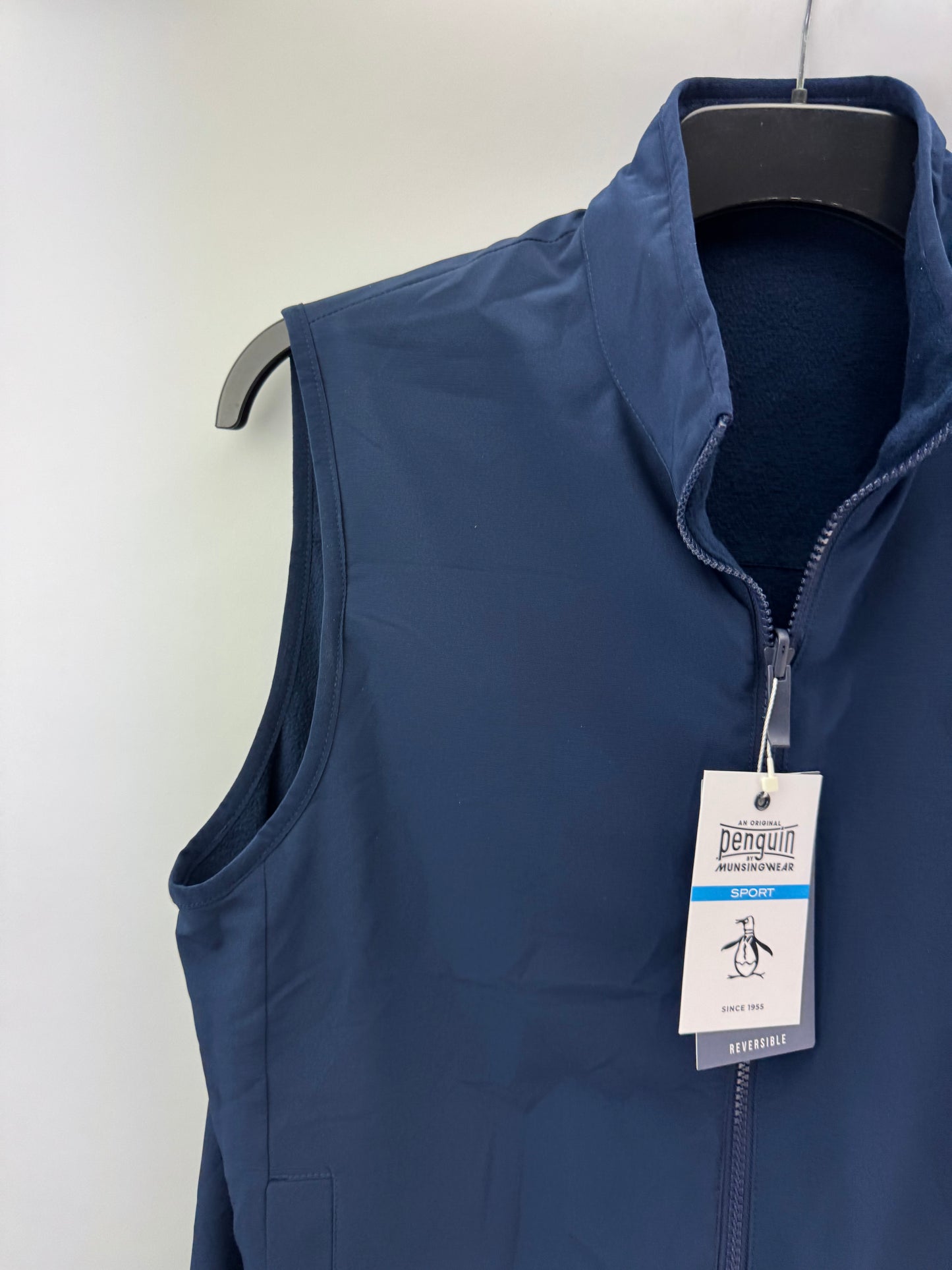 Original Penguin Golf Gilet Mixed Media Reversible UK Small /Navy /25255