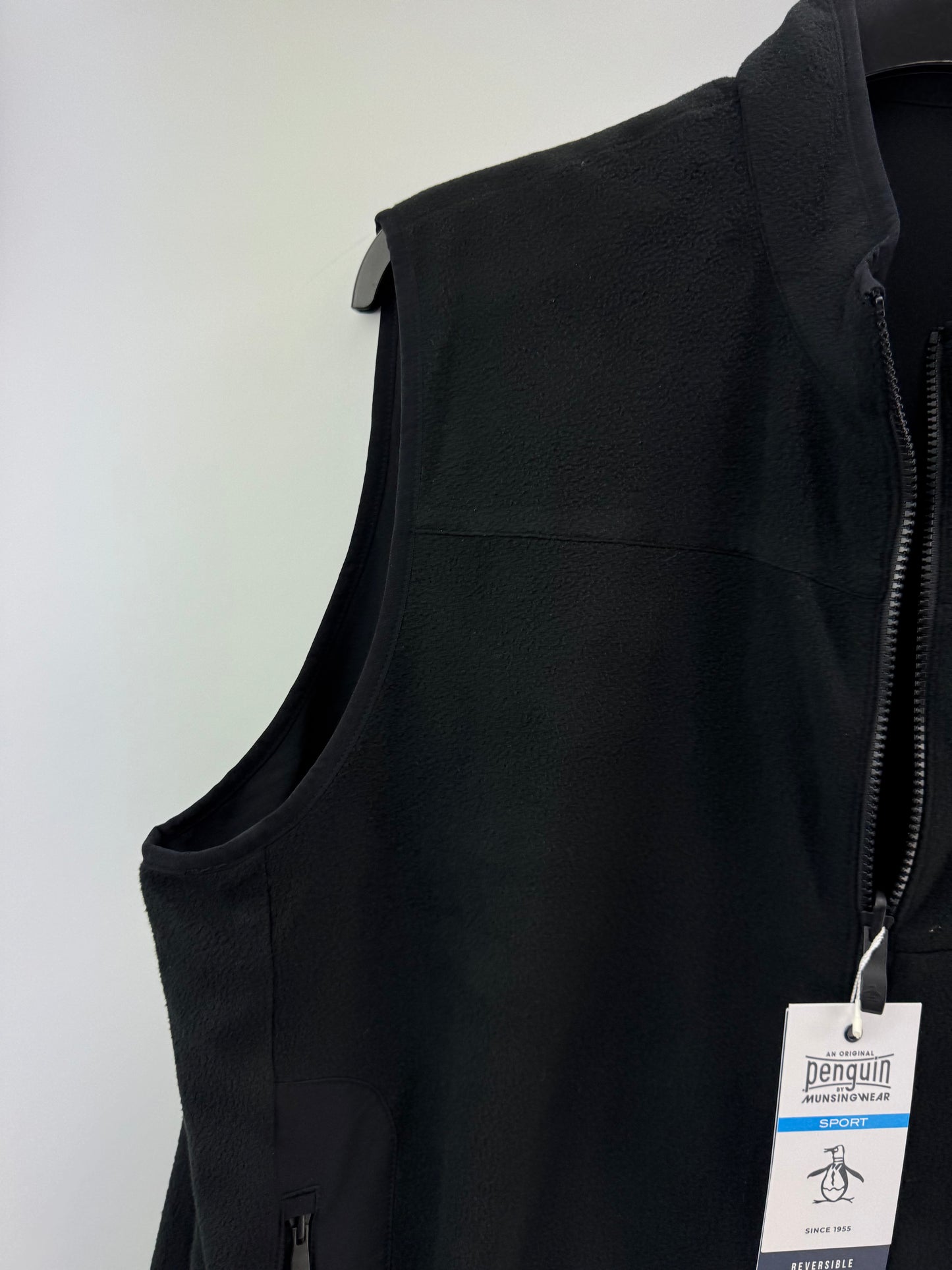 Original Penguin Golf Gilet Vest Reversible UK XXL /Fleece /Black /New /24157