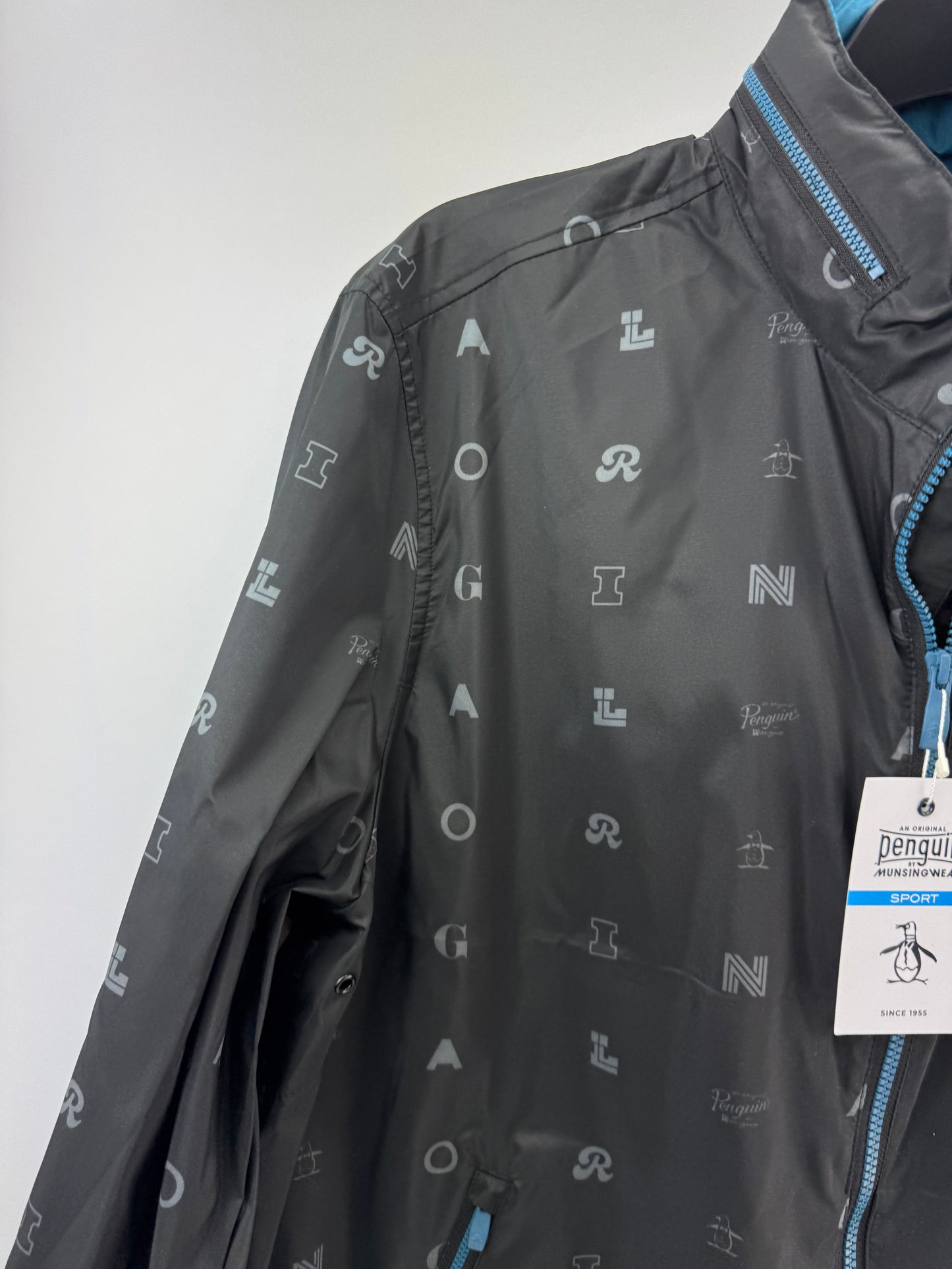 Penguin Original Golf Wind Jacket Logo Print Hood Lightweight UK XL /New /24155