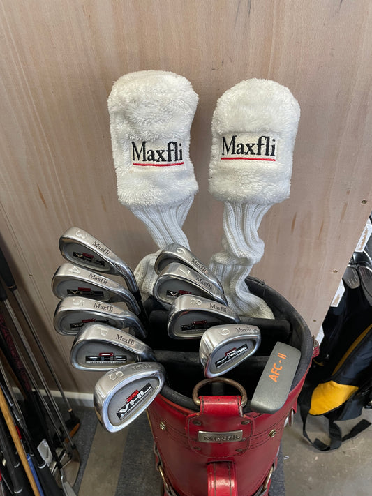 Mens Golf Package Set 12 Clubs Maxfli Regular Steel /Right /New Grips /Cart Bag