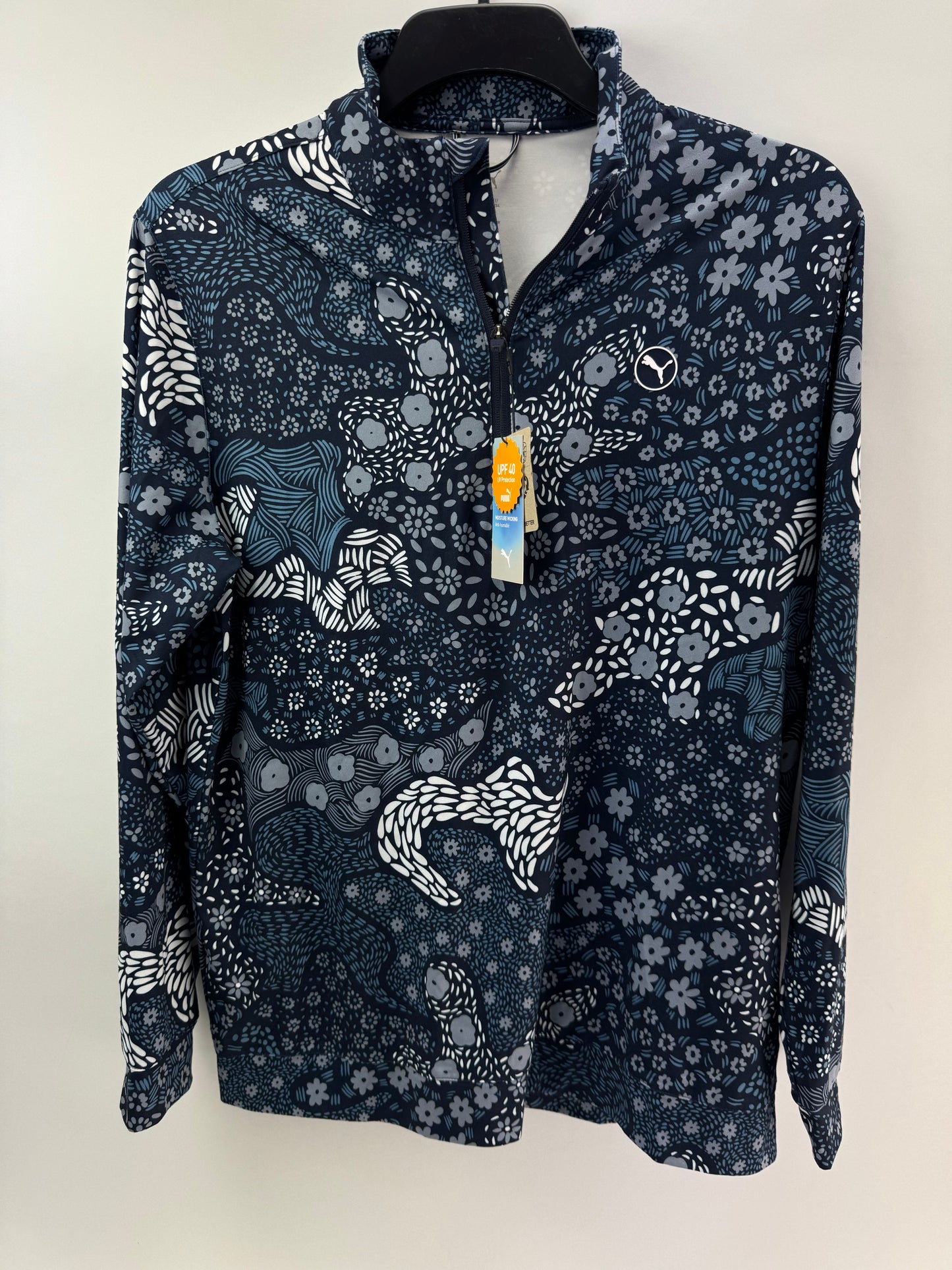 Puma Golf 1/4 Zip Cloudspun Bloom Pullover Mens UK Large /Navy /New /25724