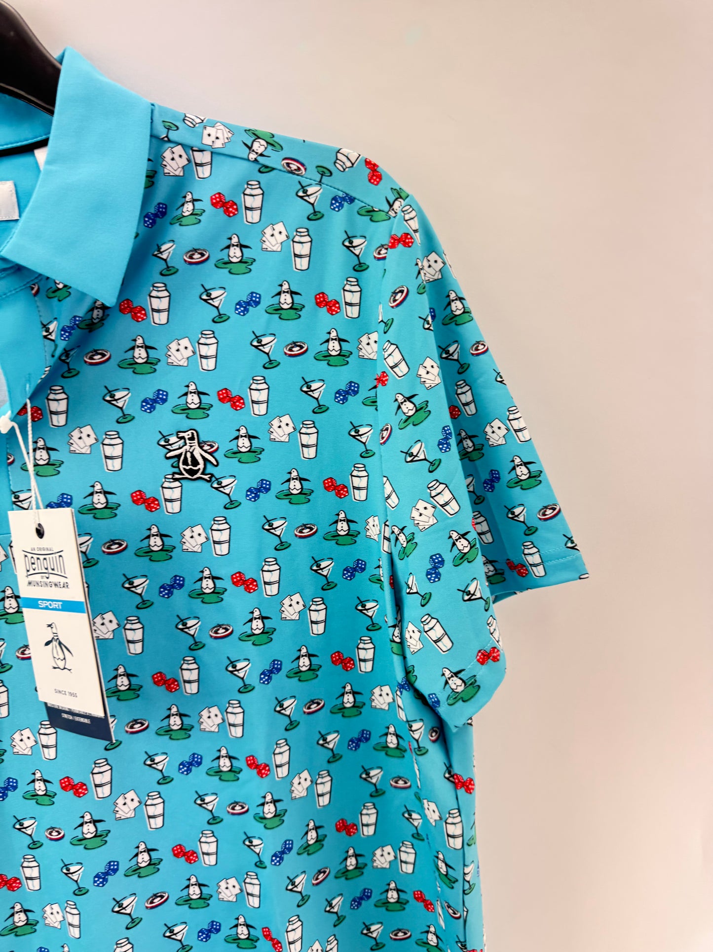 Original Penguin Golf Polo All over Retro Mens UK Medium /New /24640