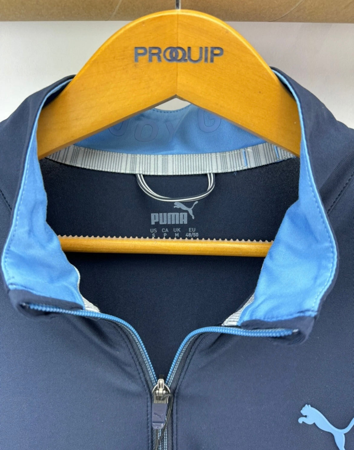 Puma Golf Pullover Gamer Colour block 1/4 Zip Navy/Blue UK M /New /20689
