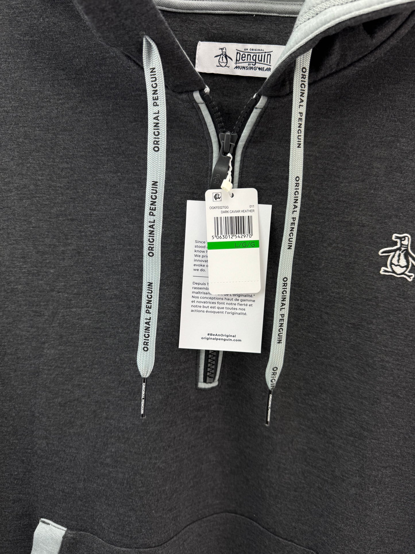 Original Penguin Golf Colour Block Hoodie UK Large /Grey /New /24156