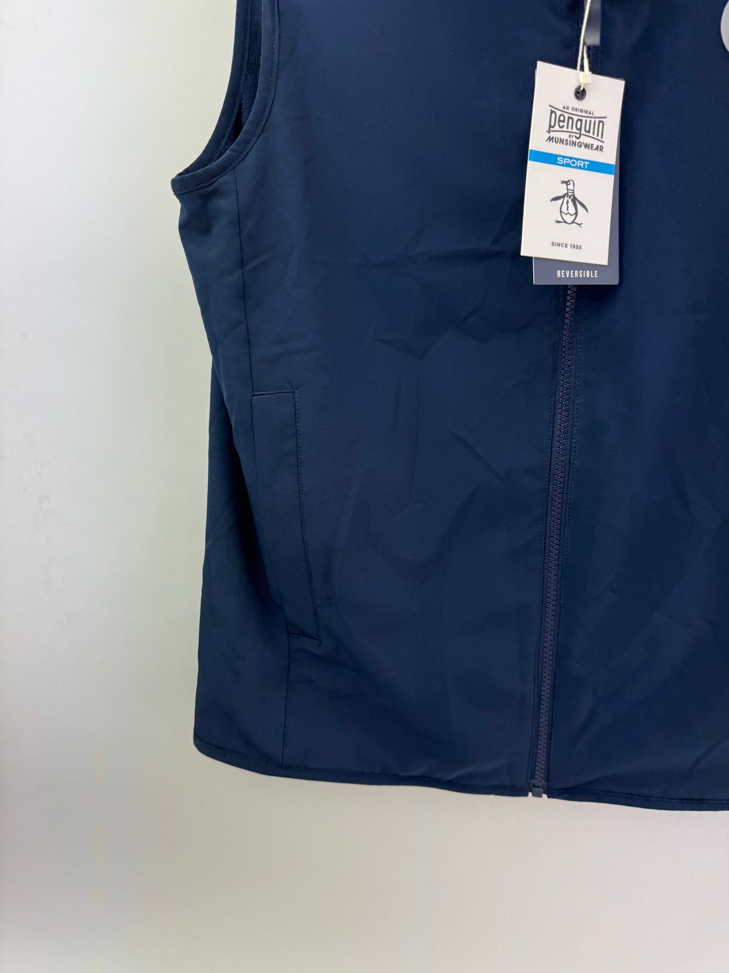 Original Penguin Golf Gilet Mixed Media Reversible UK Small /Navy /25255