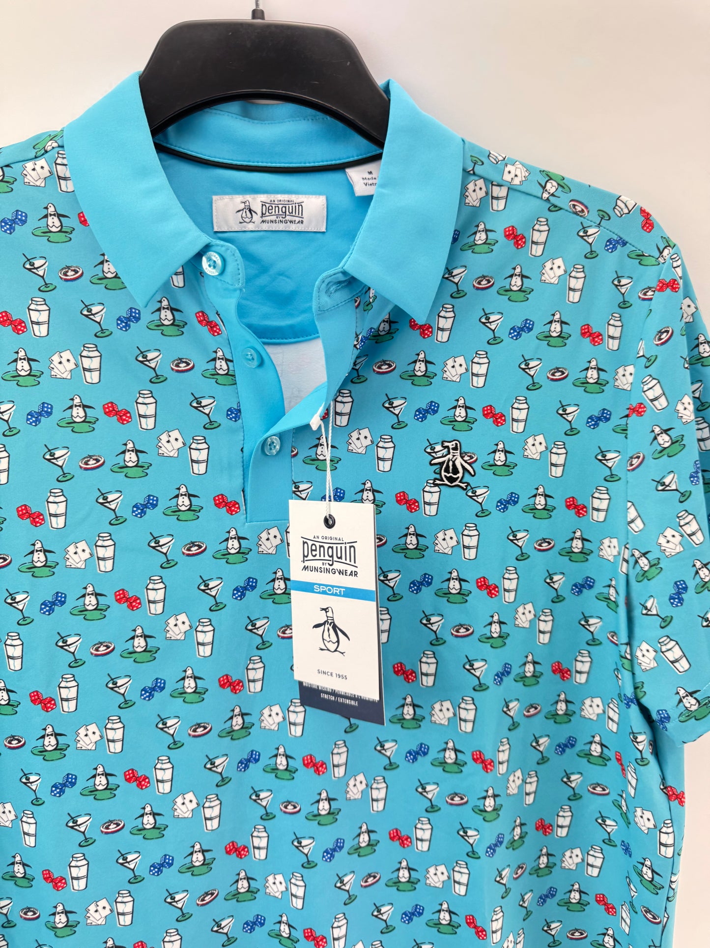 Original Penguin Golf Polo All over Retro Mens UK Medium /New /24640