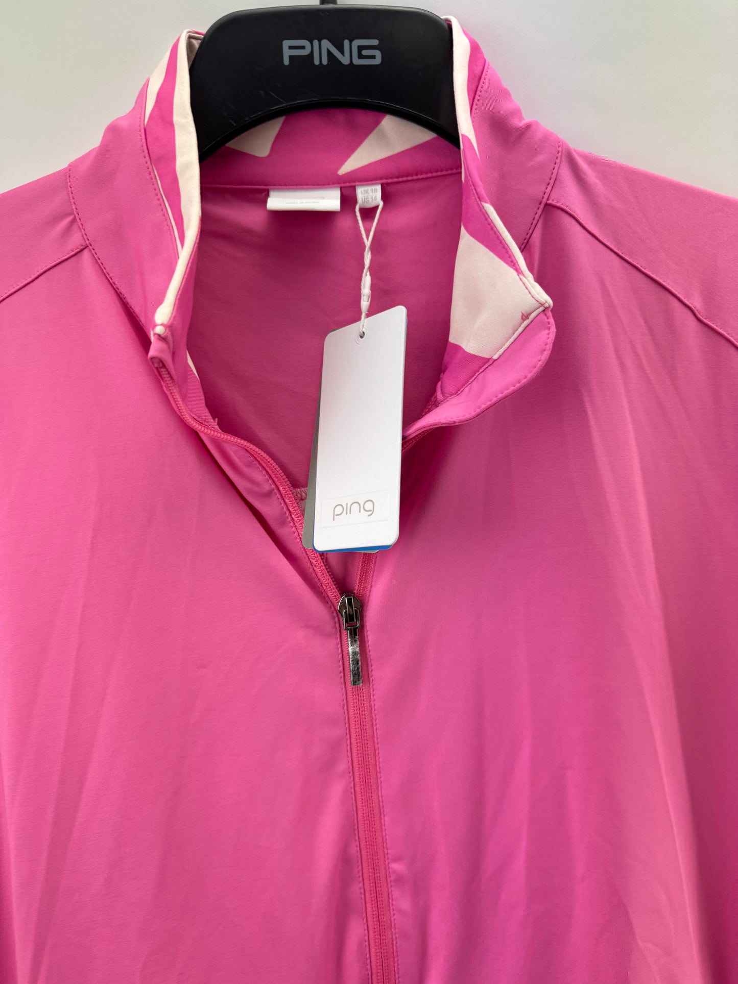 Ping Golf Womens Jacket Oria Full Zip UK 18 /Long Sleeve /Pink /New /22376