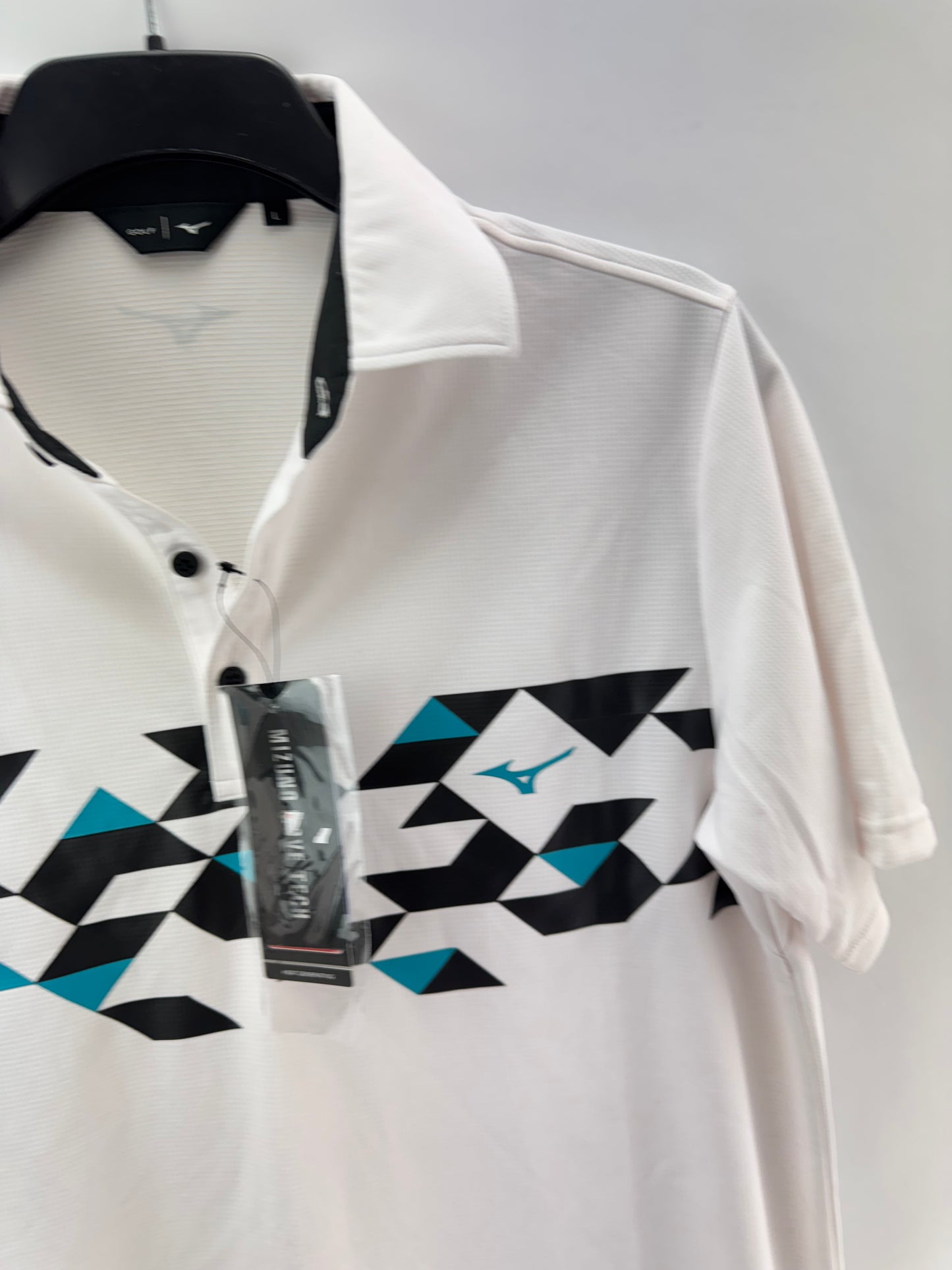 Mizuno Golf Mens Polo Shirt Checker /White /UK Large /New /24231