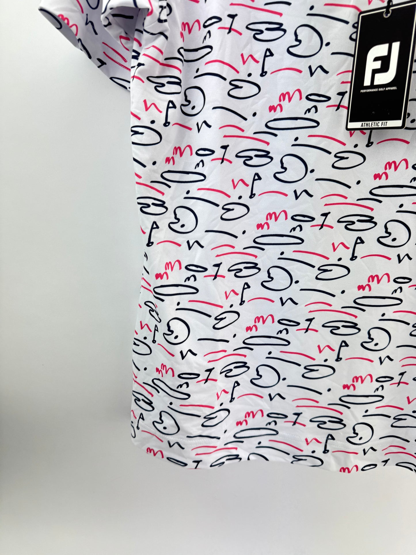 Footjoy Golf Polo Course Doodle Mens UK Medium /White /New /25264