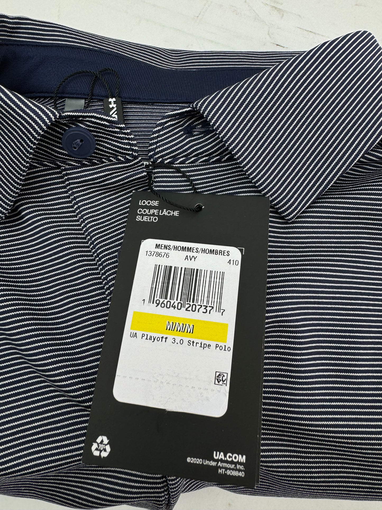 Under Armour Playoff 3.0 Stripe Men’s Polo Shirt Printed /UK M /Loose Fit /19977