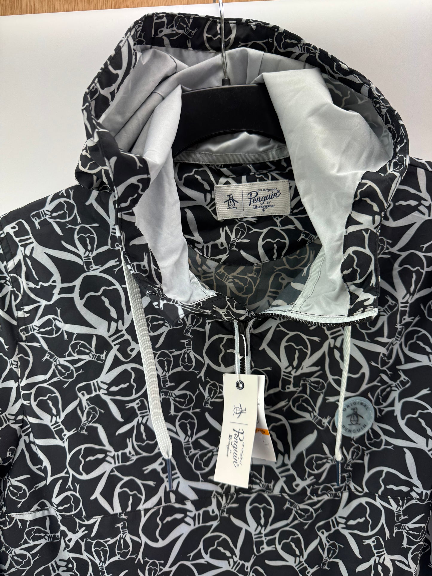 Penguin Golf Trademark Printed Wind Jacket 1/4 Zip Pullover UK M /New /23726