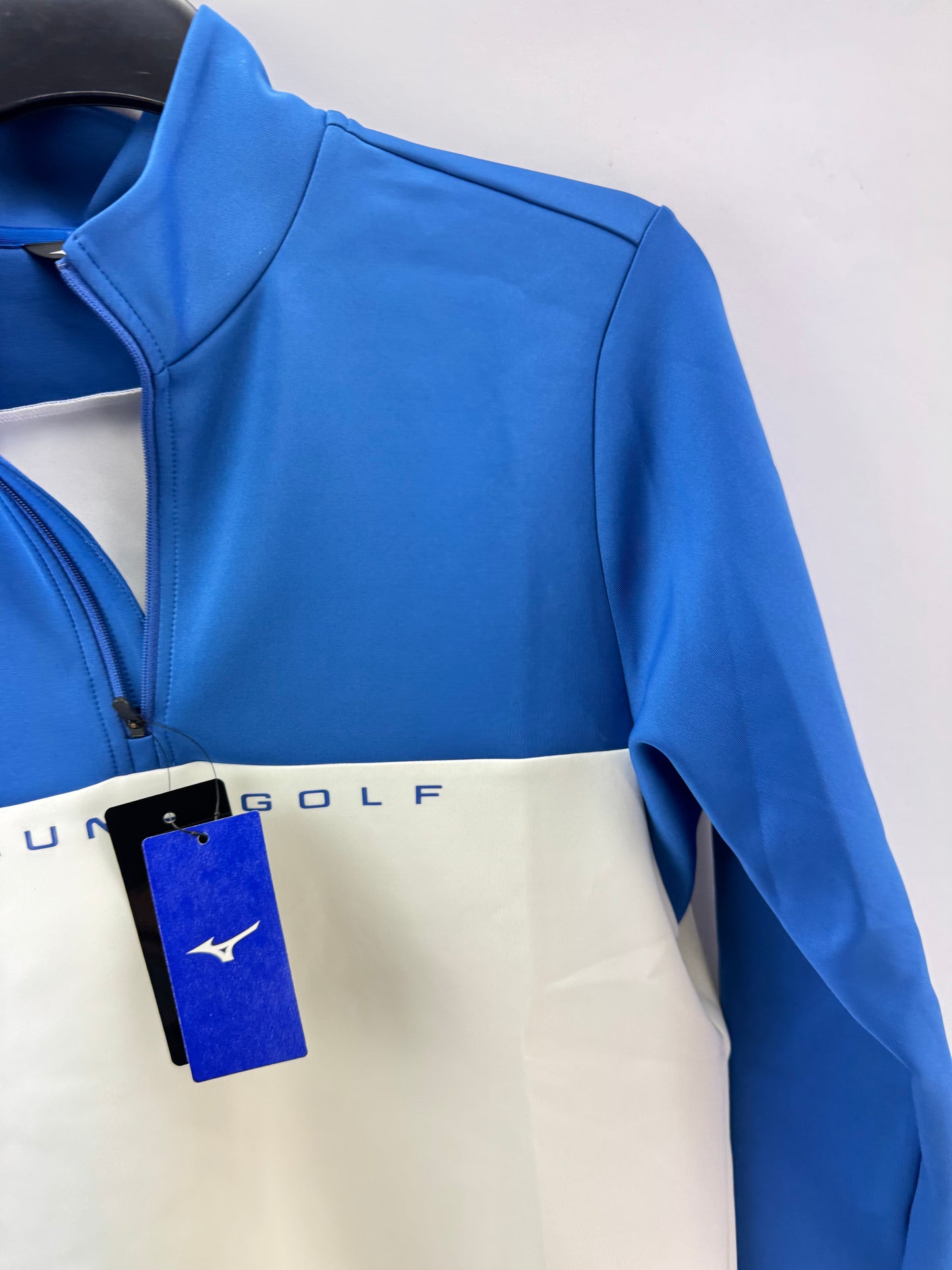 Mizuno Golf 1/4 Zip Mens Trace Pullover UK Small /Blue/White /New /23284