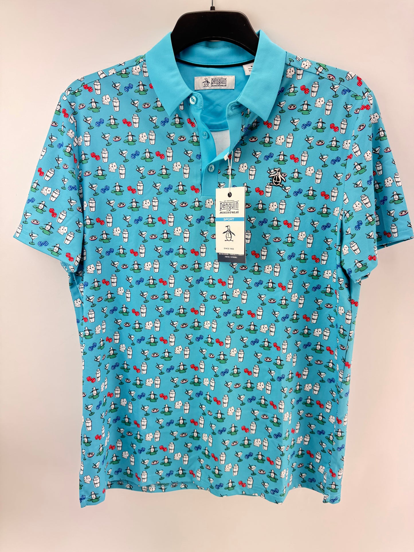 Original Penguin Golf Polo All over Retro Mens UK Medium /New /24640