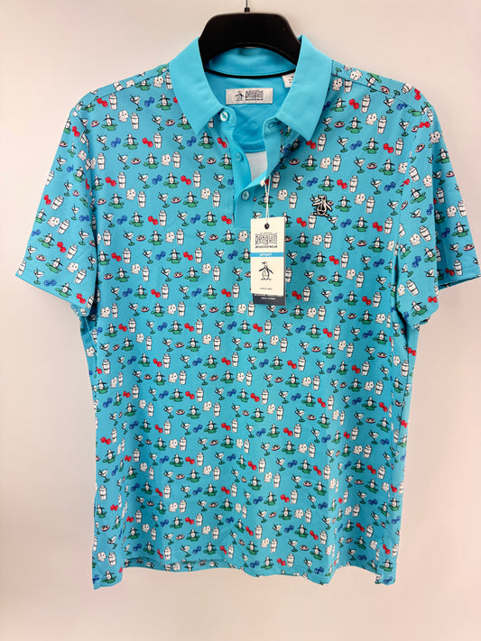 Original Penguin Golf Polo All over Retro Mens UK Medium /New /24640