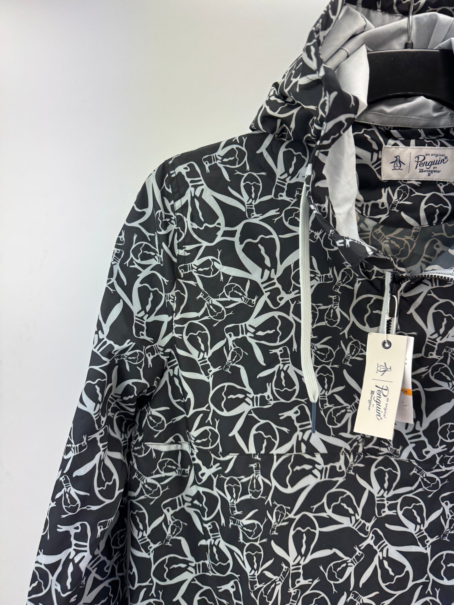 Penguin Golf Trademark Printed Wind Jacket 1/4 Zip Pullover UK M /New /23726