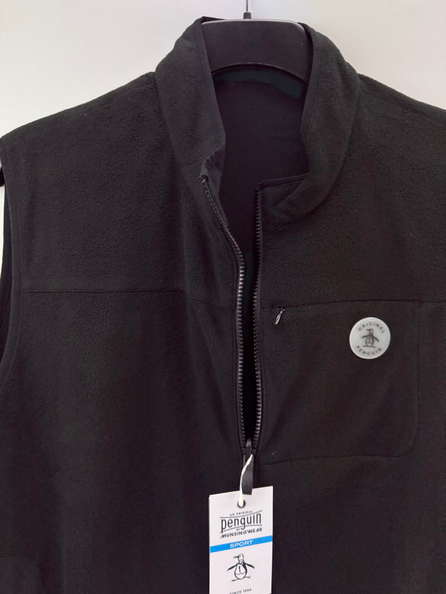 Original Penguin Golf Gilet Vest Reversible UK XXL /Fleece /Black /New /24157