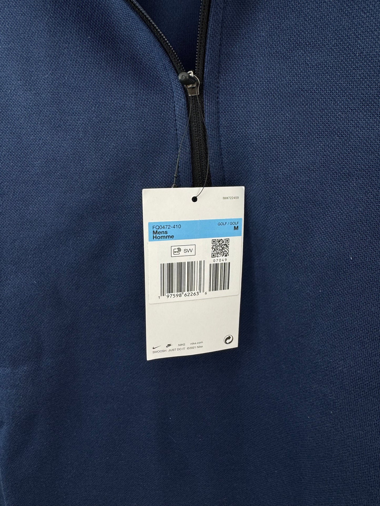 Nike Golf Pullover Pique Tour 1/2 Zip Navy /UK Medium /21” Pit /New /24151