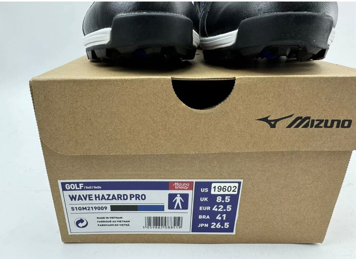 Mizuno Wave Hazard Golf Shoes UK 8.5 Black/Blue /Spikeless /New /19602