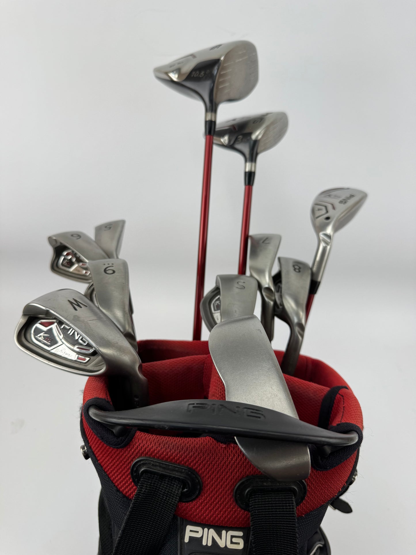 Ping Golf Package Set K15 11 Clubs Regular Graphite /New Grips/Hoofer Bag /34404
