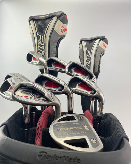 Taylormade Golf Package Set 11 Clubs Stiff Flex /Right /New Grips /Stand Bag